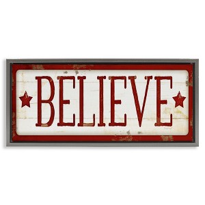 Stupell Industries Believe Red Christmas Phrase, 31" x 14" - 1 of 4
