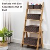 Aoibox Stackable Woven Storage Bins Baskets with Lids Built-in Handles Brown Decorative Organizing Cubes 5 Pack - 3 of 4