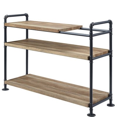 Modern Farmhouse Rustic Black Metal and Oak Wood 48" Bookshelf