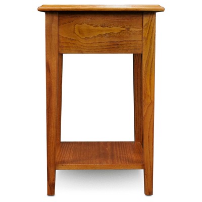 Medium Oak Rectangular Wood Side Table with Storage