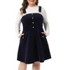 Women's Plus Size Corduroy Pinafore Side Pocket Short Adjustable Strap A-Line Dresses - Agnes Orinda - 2 of 4