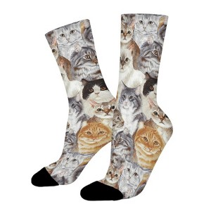 Cats Women Printed Crew Socks Funny Funky Socks Soft Polyester Novelty Gifts for Artists Men - 1 of 1
