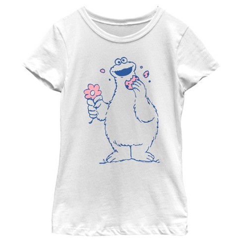 Girl's Sesame Street Cookie Monster Flower T-Shirt - image 1 of 4