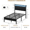 Furnulem full size bed frame with charging station and LED light, gray upholstered headboard, two-tier storage shelves, no spring mattress required - 3 of 4