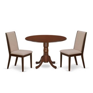 3-Piece Mahogany Finish Solid Wood Top - Round Dining Room Set - Seats 4 - 1 of 4