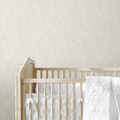 Taupe and White Woven Reed Stitch Peel and Stick Wallpaper