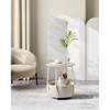 Small Round Side End Table Modern Nightstand with Fabric Basket - 2 of 4