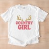 Country Girl Antlers Puff Print - Womens Garment Dyed Graphic T-Shirt - 2 of 4