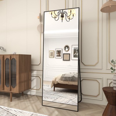 HOMLUX 64"x21"/58"x18" Rectangular Leaning Floor Mirror Full Length Standing Mirror Bathroom
