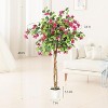 4FT/5FT/6FT Indoor Artificial Bougainvillea Tree for Home Decoration, Faux Flower Tree with White Pot for Outdoor Decoration Living Room Porch - 2 of 4