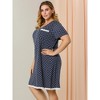 Agnes Orinda Women's Plus Size Pajamas Knit Lace Trim Polka Dots Short Sleeve Nightgowns - 4 of 4