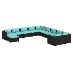 vidaXL Garden Lounge Set Black, Water Blue - 1 of 4
