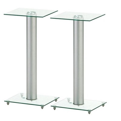 Monoprice Glass Speaker Stand - 23 Inch (Pair) With Cable Management, Supports up to 22 Pounds (10kg), Sturdy and Durable