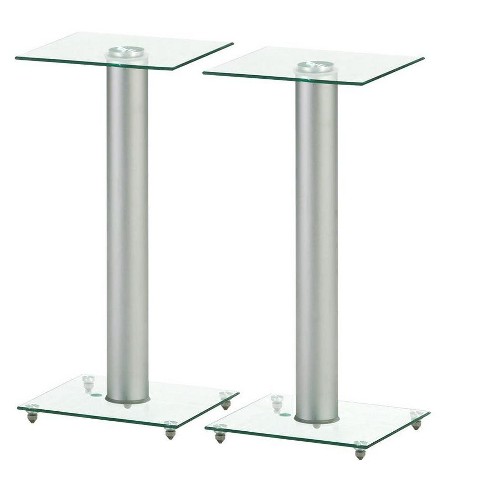 Monoprice Glass Speaker Stand 23 Inch Pair With Cable Management Supports Up To 22 Pounds 10kg Sturdy And Durable Target