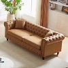 NicBex Button Tufted 85.5 Inch 3-seater Sofa with Rolled Arms and 2 Pillows for Office,Living Room,Apartment,Brown - 2 of 4