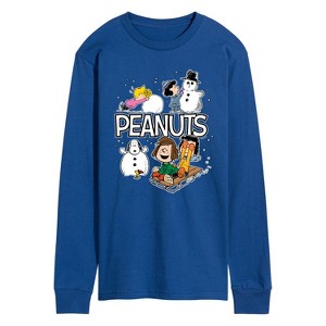 Men's - Peanuts - Peanuts Winter Stickers Long Sleeve Graphic T-Shirt - 1 of 4