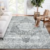 Machine Washable Area Rug Low Pile Non Slip Floor Carpet Vintage Distressed Flower Rug Soft Non Shedding Carpet for Kitchen Bedroom Living Room - 4 of 4
