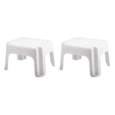 Rubbermaid Durable Plastic Roughneck Step Stool w/ 300-LB Weight Capacity, White (2-Pack)