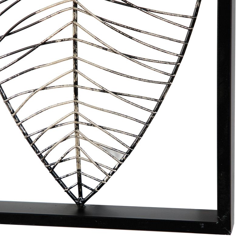 Metal Leaf Wall Decor with Black Frame Black - Olivia &#38; May, 2 of 8