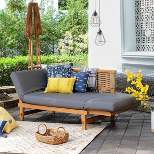 Cambridge Casual Auburn Teak & Wicker Outdoor Patio Daybed with Cushion Brown/Blue