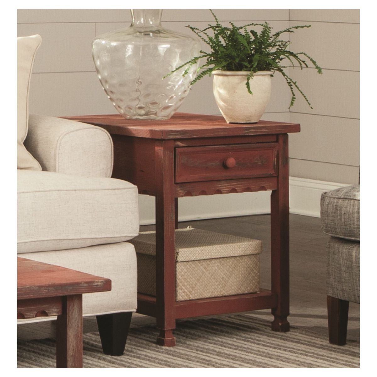 Rustic Cottage End Table - Rustic Antique Finish - Alaterre - thumbnail 2