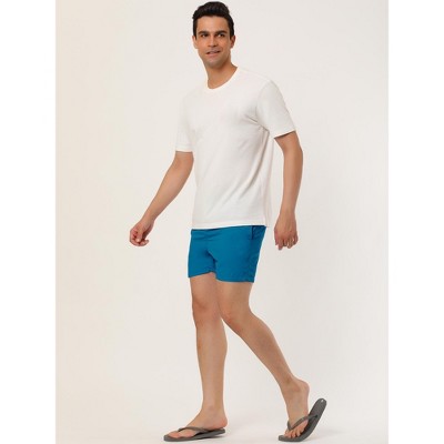 Lars Amadeus Men's Summer Cool Solid Color Drawstring Waist Beach Swimming Trunks 2 Packs Dusty Blue/Orange 32 — фото 4
