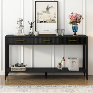 High-Quality Entryway Console Table with Vertical Stripe Drawers, Long Legs,Suitable for Entryway, Hallway, Living Room, Foyer, Corridor - 1 of 4