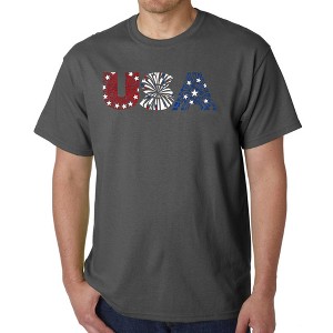 LA Pop Art USA Fireworks - Men's Word Art T-Shirt - 1 of 4