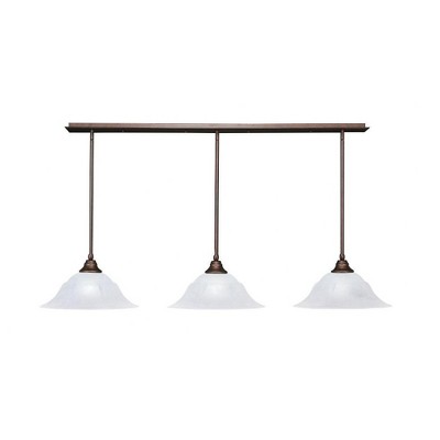 Toltec Lighting Any 3 - Light Chandelier in  Bronze with 16" White Marble  Shade