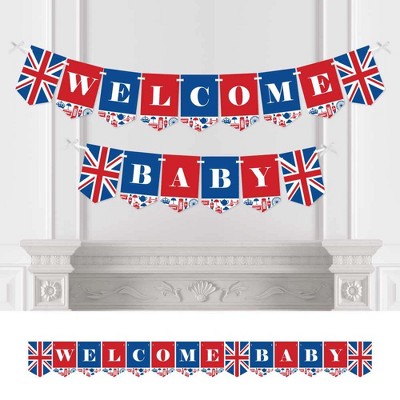 Big Dot of Happiness Cheerio, London - British UK Baby Shower Bunting Banner - Party Decorations - Welcome Baby