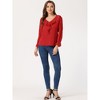 INSPIRE CHIC Women's Office Work Ruffle V Neck Long Sleeve Chiffon Peasant Blouse - 3 of 4
