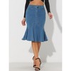 INSPIRE CHIC Women's High Waist Bodycon Ruffles Side Pockets Fishtail Midi Jean Skirt - 4 of 4