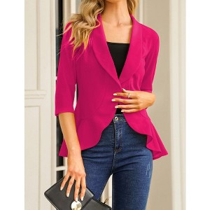 Womens Blazer 3/4 Sleeve Casual Office Business Open Front Suit Jacket Cardigan - 1 of 4