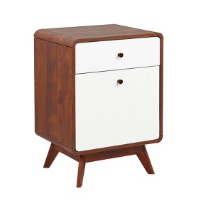 Cassie 2 Drawer File Cabinet White/Walnut - Buylateral: Mid-century Modern, Laminate Surface, Wood Composite - 1 of 4