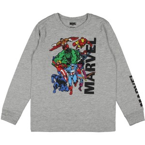Marvel Boys' Avengers In Action Character Group Kids Long Sleeve T-Shirt - 1 of 4