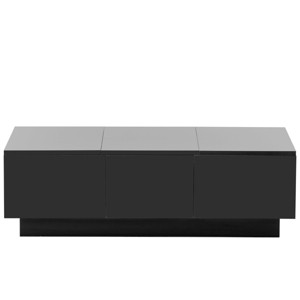 GlasFlength Coffee Tables Rectangle Coffee Table Center Table Wood Coffee Table Small Table Storage for Living Room, Black, 39.3"*21.6"*12.2" - 1 of 4