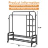 SKONYON Double Rods Garment Rack with Storage Shelves Steel Frame - 3 of 4