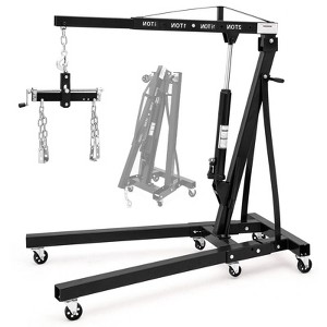 Folding Hydraulic Engine Hoist with Lever, Folding Engine Shop Crane Lift, Heavy Duty Cherry Picker, 6 Wheels, for Garages, Workshops,2 Tons/4000 Lbs - 1 of 4