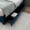 FURNIinspire Beds Modern Velvet Queen Bed Frame Multifunctional Platform Bed with Twin Trundle 2 Storage Drawers, Blue, 84.66"*64.4"*46.46" - 4 of 4