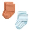 Hudson Baby Infant Boys Cotton Rich Newborn and Terry Socks, Soft Earth Tone Stripes - 3 of 4