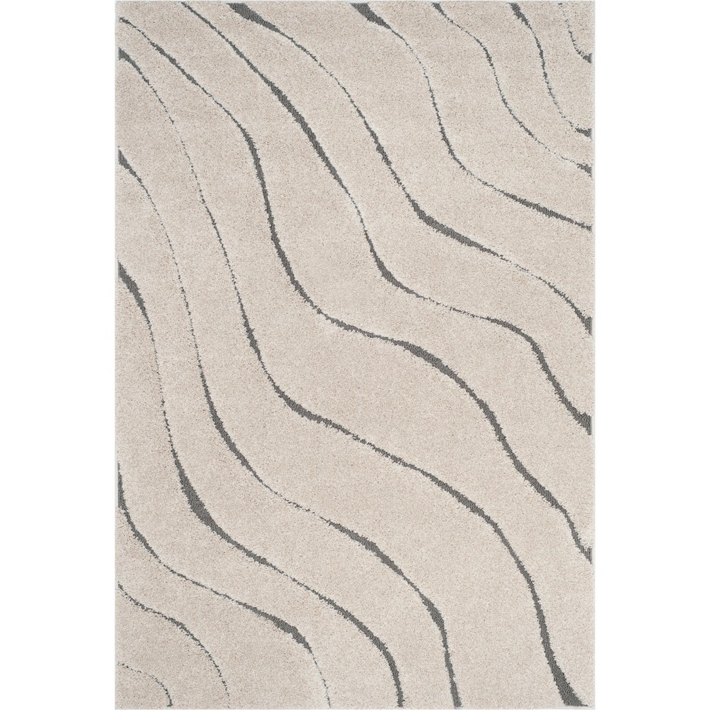 8'6inx12' Wave Loomed Area Rug Cream/Brown - Safavieh
