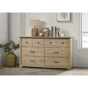 57" PU Paper Lamination 6-Drawer Dressers with Black Metal Handles and Tip-Over Restraint - 1 of 4