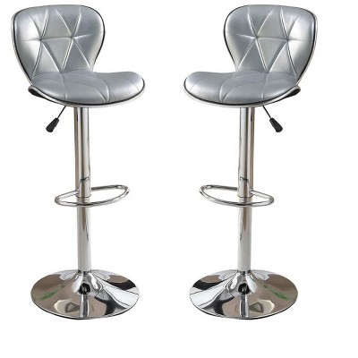 NicBex Adjustable Swivel Bar Stools Set of 2,Counter Height Bar Stools with Chrome Base,Bar Chairs with Faux Leather,Barstools for Home,Bars