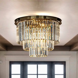 ALOADECOR 6-Lights Modern 3-Tier Round Crystal Flush Mount Ceiling Light with Crystal Accent - 1 of 4