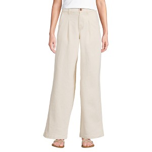 Lands' End Women's High Rise Soft Denim Pleated Wide Leg Trousers - 1 of 3