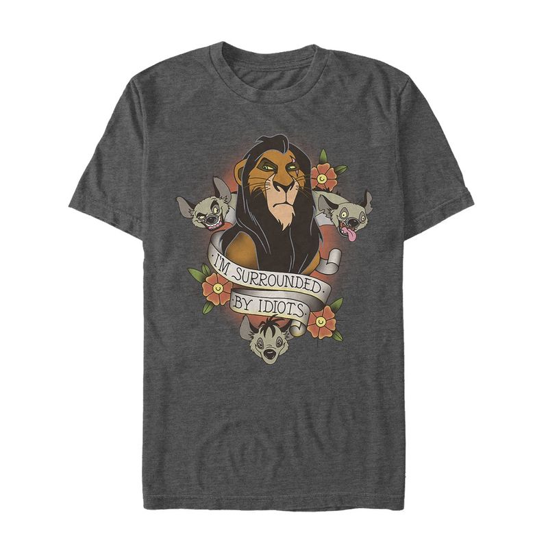 Men's Lion King Scar Surrounded By Idiots Tattoo T-Shirt, 1 of 5