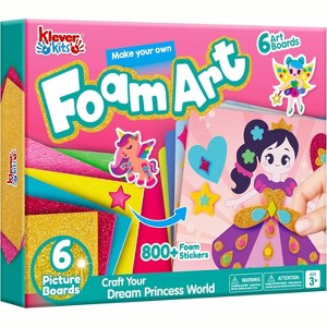 Klever Kits Foam Art Kit for Kids, EVA Foam Stickers with 6 Art Board and 800+ Stickers, DIY Arts and Crafts Birthday Gifts for Boys Girls Age 3+ - 1 of 4