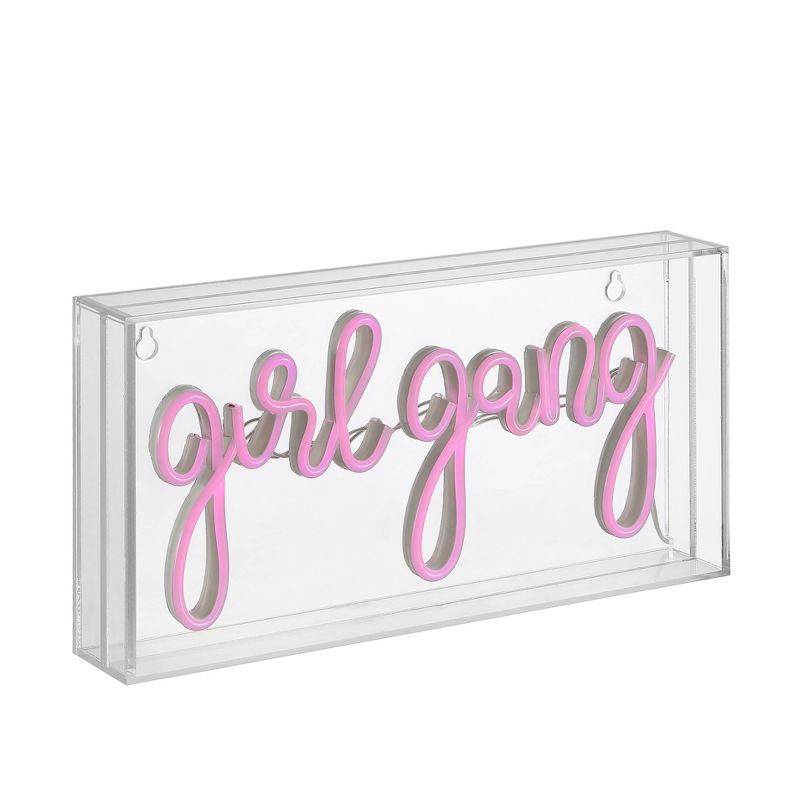 11.88&#34; Girl Gang Contemporary Glam Acrylic Box Pendant (Includes LED Light Bulb) Neon Pink - JONATHAN Y, 3 of 8