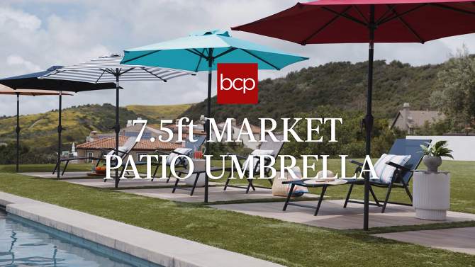 Best Choice Products 7.5ft Heavy-Duty Outdoor Market Patio Umbrella w/ Push Button Tilt, Easy Crank, 2 of 9, play video