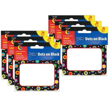 Creative Teaching Press Dots On Black Name Tag/Labels, 36 Per Pack, 6 Packs